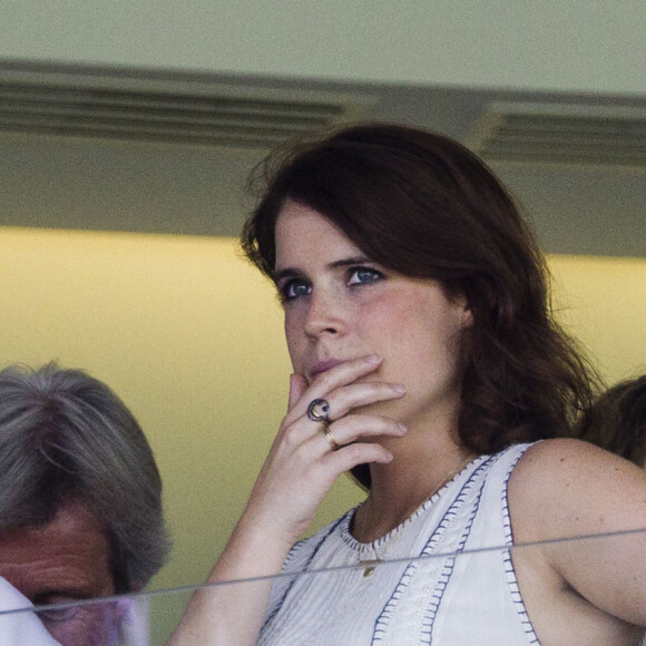 Sarah Margaret Ferguson, duchesse d'York, Le prince Andrew, duc d'York et la princesse Eugenie d'York assistent à la Course hippique Queen's horse Dartmouth à Ascot, le 23 juillet 2016 