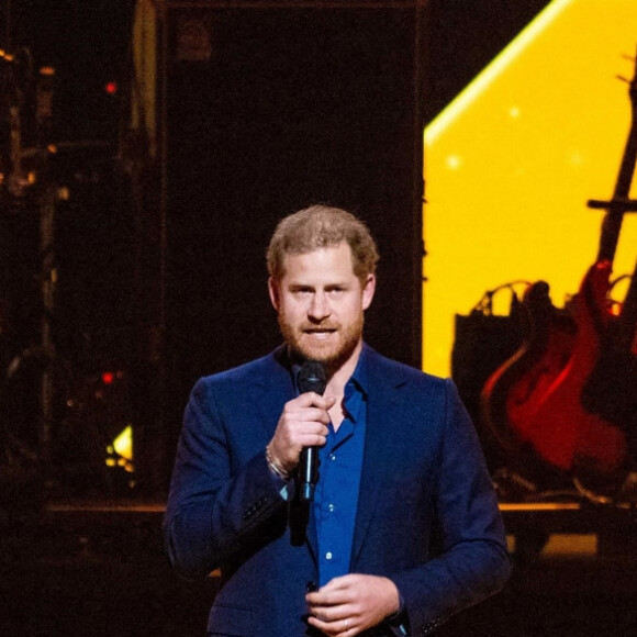 Le prince Harry, duc de Sussex, lors de la cérémonie de clôture des Invictus Games 2020 à La Haye, Pays-Bas, le 22 avril 2022. 