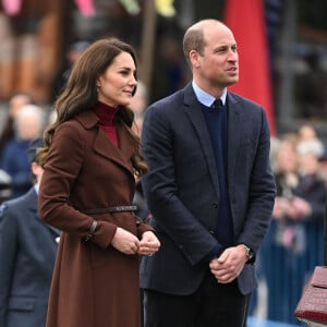 Le prince William, prince de Galles, et Catherine (Kate) Middleton, princesse de Galles, arrivent pour visiter le National Maritime Museum Cornwall à Falmouth, Royaume Uni, le 9 février 2023. 