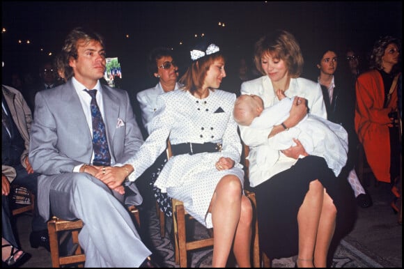 François Valéry et Nicole Calfan en 1987 lors du baptême de leur fils Jérémy. Sa marraine est Mirelle Darc.