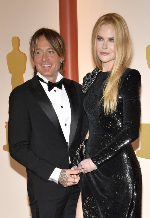 On pouvait voir l'actrice de 55 ans dans une tenue très sexy.
Keith Urban et sa femme Nicole Kidman - Photocall de la 95ème édition de la cérémonie des Oscars à Los Angeles. Le 12 mars 2023