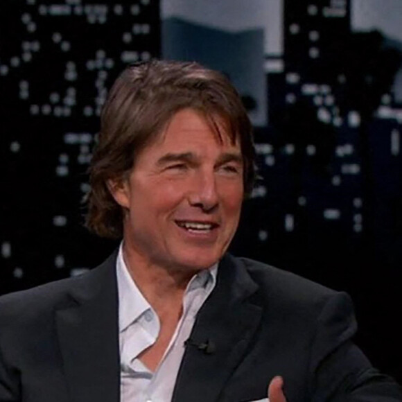 Capture d'écran - Tom Cruise admet avoir pleuré en retrouvant Val Kilmer dans "Top Gun: Maverick" lors de sa participation au "Jimmy Kimmel Live Show". Los Angeles, États-Unis le 25 Février 2023.