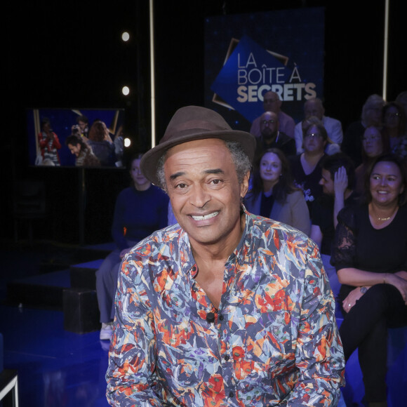 Exclusif - Yannick Noah - Enregistrement de l'émission "La boîte à secrets 13", présentée par F.Bollaert, et diffusée le 21 octobre sur France 3. Pour cette nouvelle émission de "La boîte à secrets", Faustine Bollaert accueille Y. Noah, A. Bent et G. Montagné pour une soirée toujours plus festive et émouvante. Chaque invité a le plaisir de découvrir des surprises réalisées sur mesure avec la complicité de ses proches ! Alors, préparez-vous à découvrir des archives personnelles de nos invités, chanter les plus grands tubes d'hier et d'aujourd'hui, tenter de retrouver l'identité d'un invité mystère et des images exclusives tournées avec l'entourage des invités ! Joies, émotions, fous rires, tubes, retrouvailles et révélations seront au menu de votre soirée. © Jack Tribeca / Bestimage 