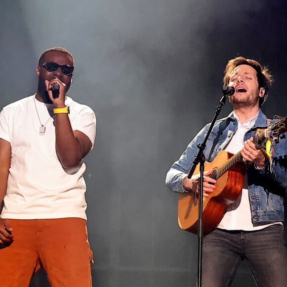 Exclusif - Gims et Vianney - Enregistrement de l'émission "Le gala des Pièces Jaunes, le concert événement" au Zenith de Paris, diffusée le 28 janvier sur France 2. Le 25 janvier 2023 © Dominique Jacovides / Bestimage 