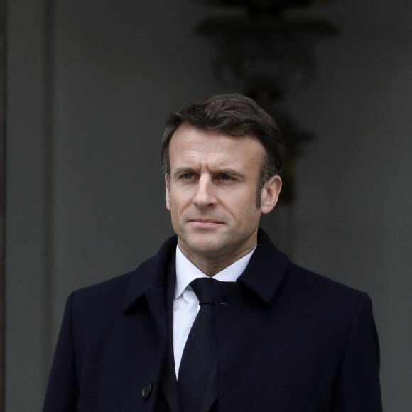 Le président français Emmanuel Macron reçoit Olaf Scholz, Chancelier de la République fédérale d'Allemagne pour le conseil des ministres franco-allemand, dans le cadre du 60ème anniversaire du Traité de l'Elysée, au palais de l'Elysée, à Paris, le 22 janvier 2023. © Stéphane Lemouton / Bestimage 