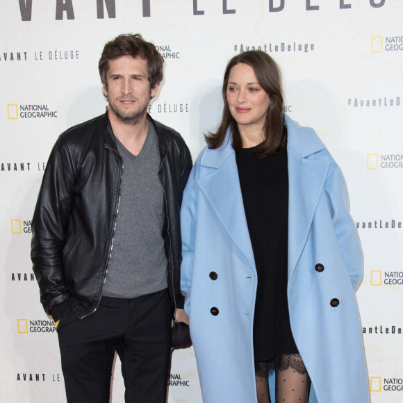 Marion Cotillard enceinte et son compagnon Guillaume Canet - Avant première du documentaire "Before the flood" au théâtre du Chatelet à Paris le 17 octobre 2016. © Cyril Moreau/Bestimage 