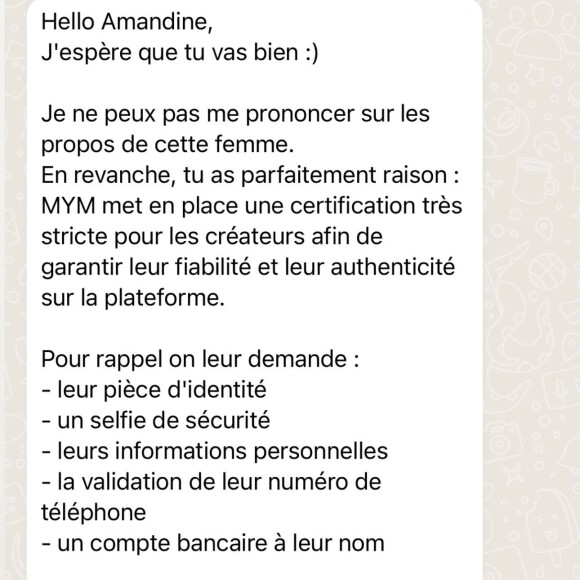 Amandine Pellissard lui a donc répondu, en dévoilant notamment le message d'un dirigeant