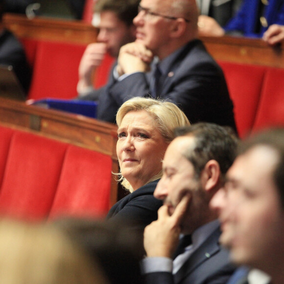 Marine Le Pen - Examen des motions de censure à l'Assemblée Nationale contre le projet de réforme des retraites le 20 mars 2023. © Jonathan Rebboah / Panoramic / Bestimage