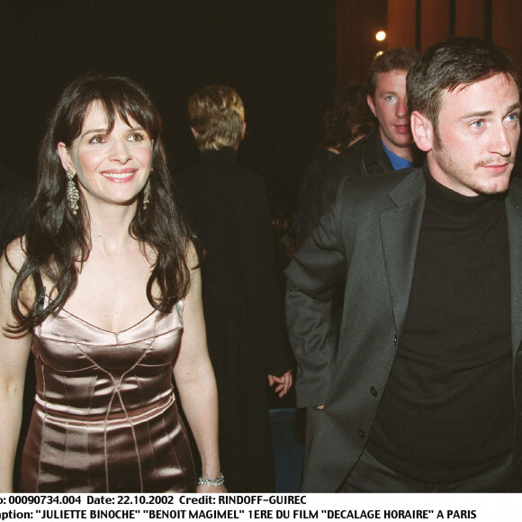 Benoît Magimel et Juliette Binoche lors de la première du film Décalage horaire à Paris en 2002