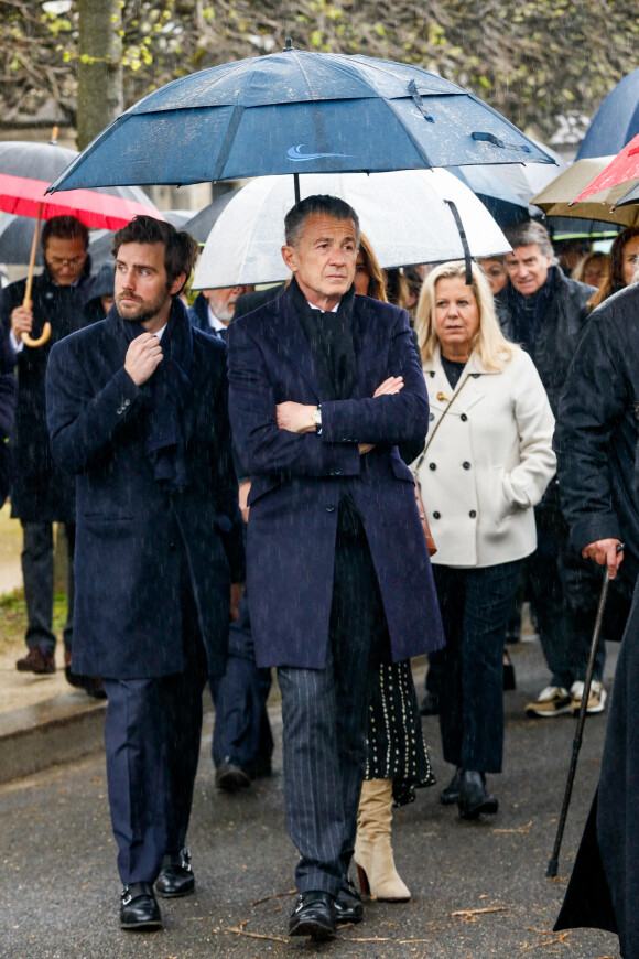 François Sarkozy - Arrivées aux obsèques de l'avocat Hervé Temime au cimetière du Montparnasse à Paris, France, le 14 avril 2023. © Clovis-Jacovides/Bestimage