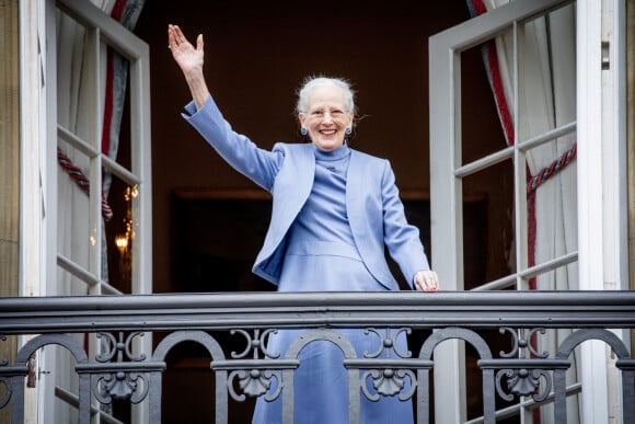 La famille royale du Danemark lors de la célébration du 83ème anniversaire de la reine Margrethe au balcon du palais d'Amalienborg à Copenhague, Danemark, 16 avril 2023. 