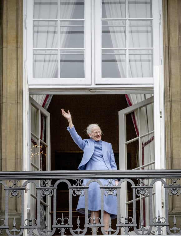 La reine Margrethe, de Danemark - La famille royale du Danemark lors de la célébration du 83ème anniversaire de la reine Margrethe au balcon du palais d'Amalienborg à Copenhague, Danemark, 16 avril 2023. 