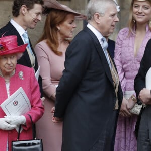 La reine Elisabeth II d'Angleterre, le prince Andrew, Sarah Ferguson, duchesse d'York, le prince Edward, comte de Wessex - Mariage de Lady Gabriella Windsor avec Thomas Kingston dans la chapelle Saint-Georges du château de Windsor le 18 mai 2019. 
