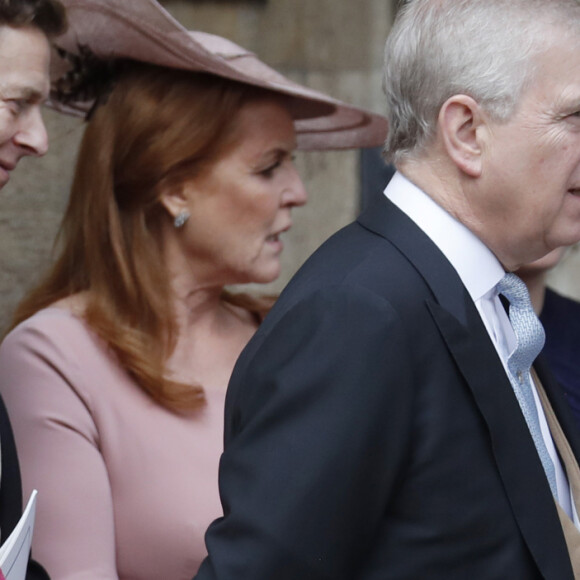 La reine Elisabeth II d'Angleterre, le prince Andrew, Sarah Ferguson, duchesse d'York, le prince Edward, comte de Wessex - Mariage de Lady Gabriella Windsor avec Thomas Kingston dans la chapelle Saint-Georges du château de Windsor le 18 mai 2019. 