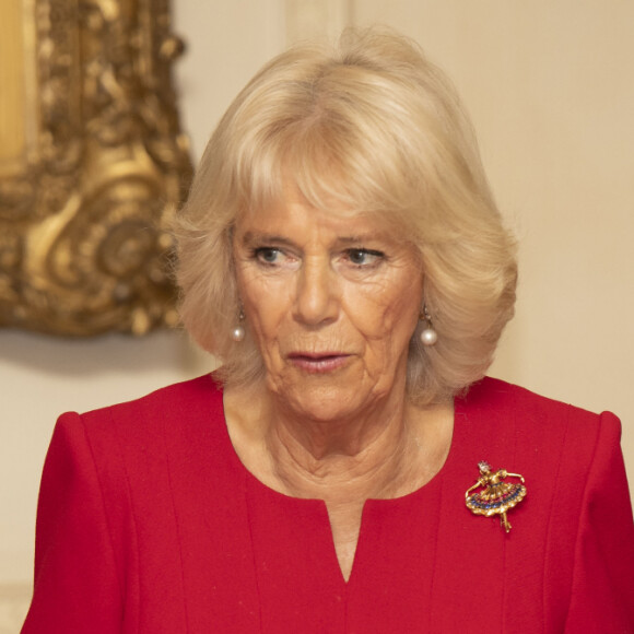Camilla Parker Bowles, duchesse de Cornouailles, marraine des associations caritatives Helen & Douglas House et Roald Dahl's Marvelous Children's, invite les enfants soutenus par les deux associations à décorer le sapin de Noël et rencontrer des rennes de Noël dans le jardin de Clarence House, Londres, le 12 décembre 2019. 