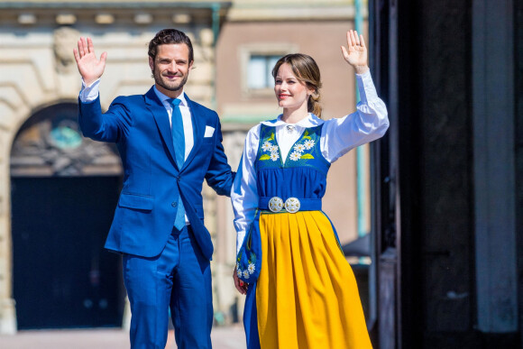 Le prince Carl Philip et la princesse Sofia au palais royal pour l'ouverture de la célébration de la fête nationale (National Day) à Stockholm le 6 juin 2019.