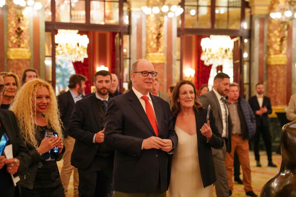 Exclusif - Le prince Albert II de Monaco, Kyo - Vernissage de l'exposition "Ephemere", sculptures et toiles de de l'artiste Kyo par Lilly O Events à l'hôtel Intercontinental Paris le Grand Paris le 21 avril 2023 © Anne-Sophie Guebey via Bestimage