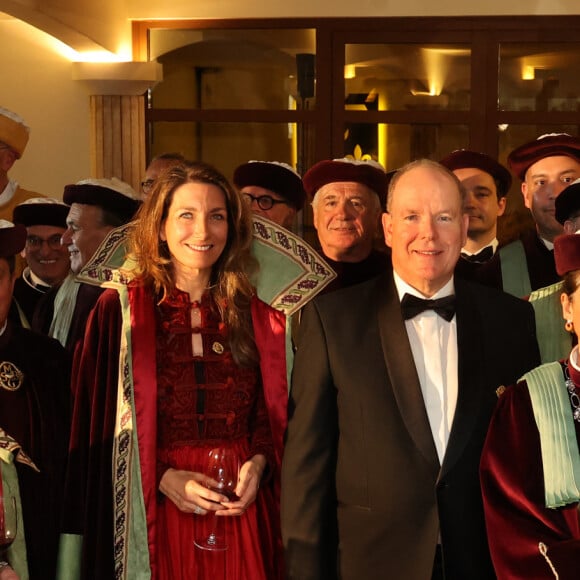 Tony Parker, Anne-Claire Coudray, le prince Albert II de Monaco lors de la fête de la fleur et l'intronisation de personnalités commandeurs et ambassadeurs par la Commanderie du Bontemps au Château Smith Haut Lafitte à Martillac le 27 avril 2023. © Fabien Cottereau / Patrick Bernard / Bestimage