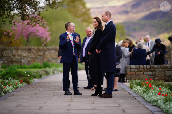 Le prince William de Galles et Kate Catherine Middleton, princesse de Galles, en visite au Mémorial de Aberfan. Le 28 avril 2023 