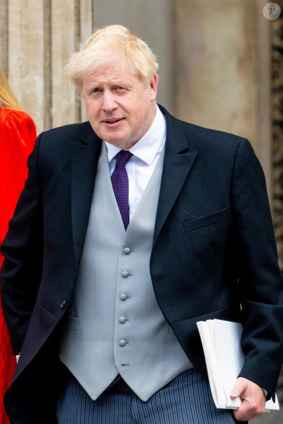 Boris Johnson à la sortie du 10 Downing Street à Londres. Boris Johnson vient d'annoncer sa démission du parti conservateur. Londres, le 7 juillet 2022.