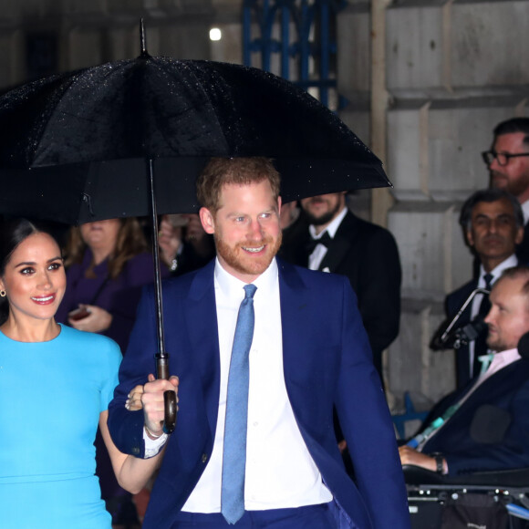 Le prince Harry, duc de Sussex, et Meghan Markle, duchesse de Sussex arrivent à la cérémonie des Endeavour Fund Awards au Mansion House à Londres, Royaume Uni, le 5 mars 2020.