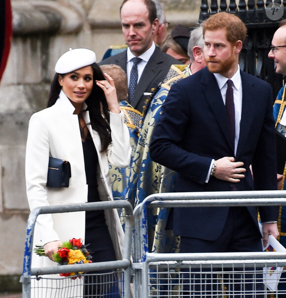 Le prince Harry et sa fiancée Meghan Markle - La famille royale d'Angleterre à son arrivée à la cérémonie du Commonwealth en l'abbaye Westminster à Londres. Le 12 mars 2018