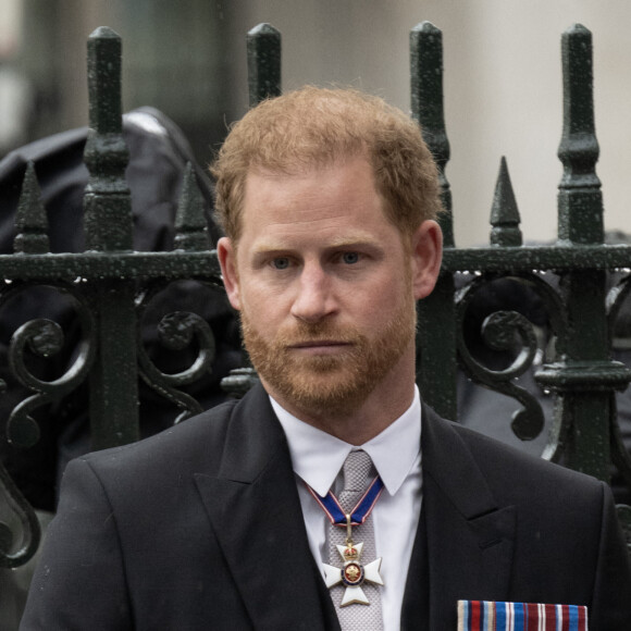 Alors qui est donc ce mystérieux invité au drôle de look ?
Sortie de la cérémonie de couronnement du roi d'Angleterre à l'abbaye de Westminster de Londres Le prince Harry, duc de Sussex lors de la cérémonie de couronnement du roi d'Angleterre à Londres, Royaume Uni, le 6 mai 2023.