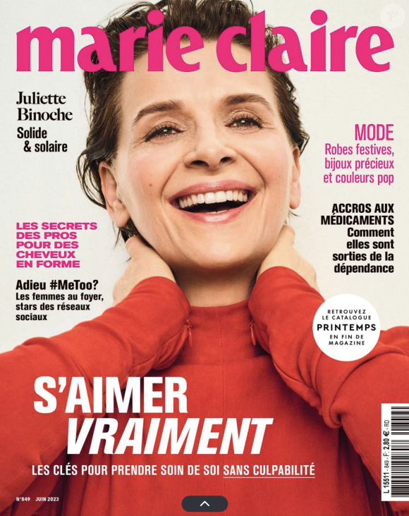 Juliette Binoche en Une du magazine "Marie-Claire"