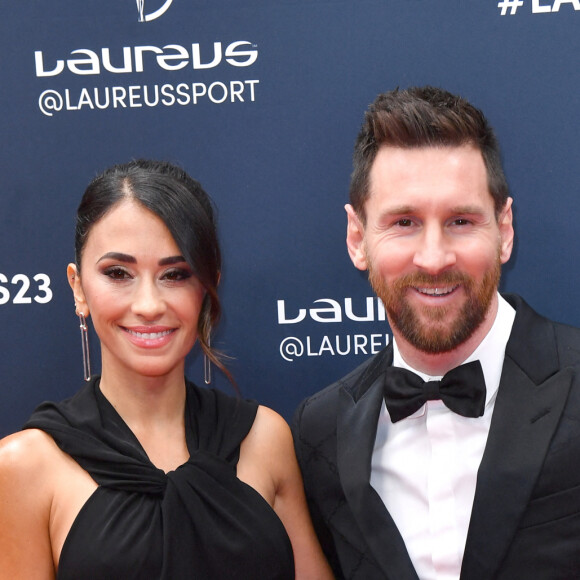 Lionel Messi et sa femme Antonella Roccuzzo - Red Carpet de la cérémonie " 2023 Laureus World Sports Awards" à Paris le 8 mai 2023 . Veeren/Bestimage