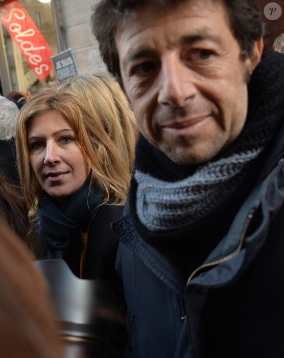 Patrick Bruel et Amanda Sthers - Marche républicaine pour Charlie Hebdo à Paris, suite aux attentats terroristes survenus à Paris les 7, 8 et 9 janvier. Paris, le 11 janvier 2015 