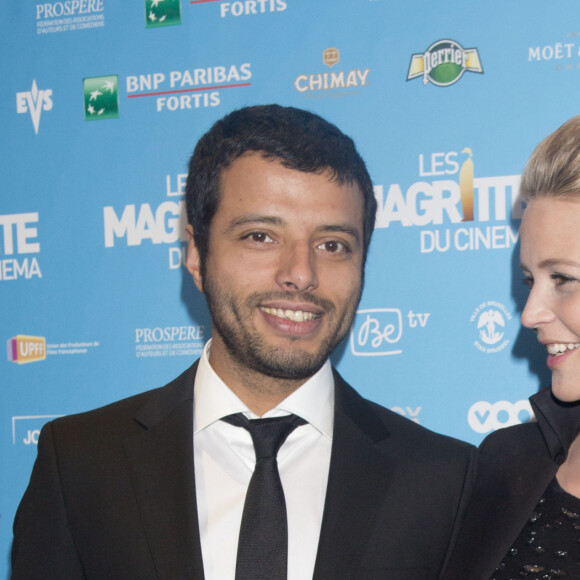 Virginie Efira enceinte (pochette de caroline de Marchi) et son compagnon Mabrouk El Mechri - 3eme Ceremonie des "Magritte du cinema 2013" a Bruxelles en Belgique.  3rd Magritte du Cinema 2013 in Brussels, Belgium, February 2, 2013. 