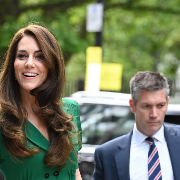 Catherine (Kate) Middleton, princesse de Galles, arrive pour une visite au Centre Anna Freud, un centre de recherche, de formation et de traitement sur la santé mentale des enfants à Londres, Royaume Uni, le 18 mai 2023. 