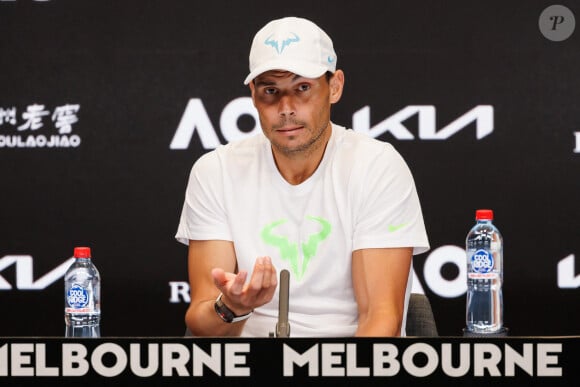 Rafael Nadal en conférence de presse lors du tournoi de l'Open d'Australie à Melbourne, le 18 janvier 2023. © Sydney Low/CSM via Zuma Press/Bestimage
