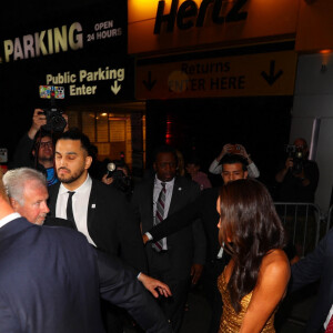 Le prince Harry, duc de Sussex et Meghan Markle, duchesse de Sussex, et sa mère Doria Ragland, à la sortie de la cérémonie des "Women of Vision Awards" au Ziegfeld Theatre à New York, le 16 mai 2023. 