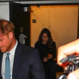 Le prince Harry, duc de Sussex et Meghan Markle, duchesse de Sussex, et sa mère Doria Ragland, à la sortie de la cérémonie des "Women of Vision Awards" au Ziegfeld Theatre à New York, le 16 mai 2023. 