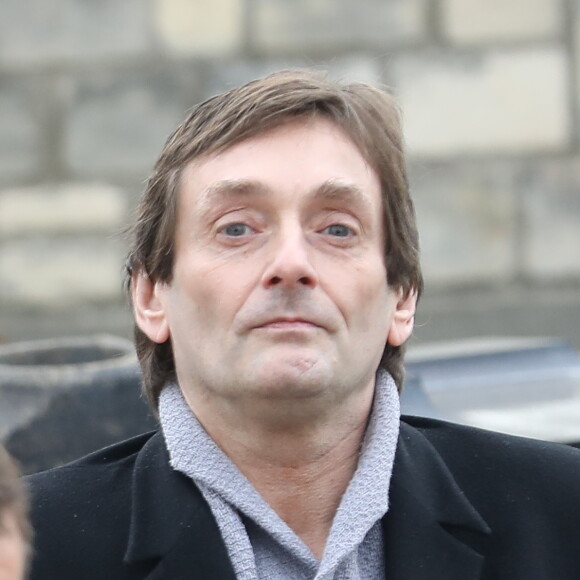 Pierre Palmade lors des obsèques de Véronique Colucci au cimetière communal de Montrouge, le 12 avril 2018.
