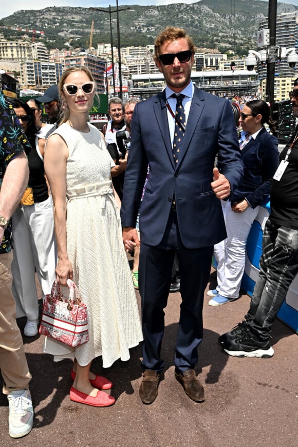 Pierre Casiraghi et sa femme Beatrice Borromeo - La famille princière de Monaco lors du 80ème Grand Prix de Monaco de Formule 1 à Monaco le 28 mai 2023. © Bruno Bebert/Bestimage 