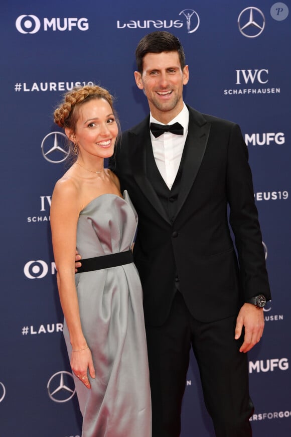 Jelena Djokovic et son mari Novak Djokovic - Les célébrités posent sur le tapis rouge lors de la soirée des "Laureus World sports Awards" à Monaco le 18 février, 2019