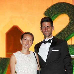 Novak Djokovic et sa femme Jelena Djokovic lors du dîner des champions de Wimbledon à Guildhall à Londres, le 15 juillet 2018. Novak a remporté la finale contre le sud-africain K. Anderson (6-2; 6-2; 7-3)