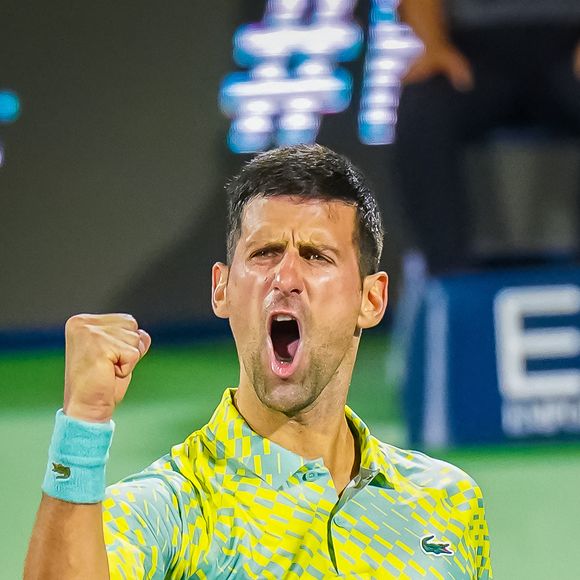 Victoire de Novak Djokovic contre Tomas Machac (6-3, 3-6, 7-6) lors du tournoi de tennis Dubai Duty Free au Dubai Tennis stadium à Dubaï, le 28 février 2023. © Nicolas Briquet / Bestimage