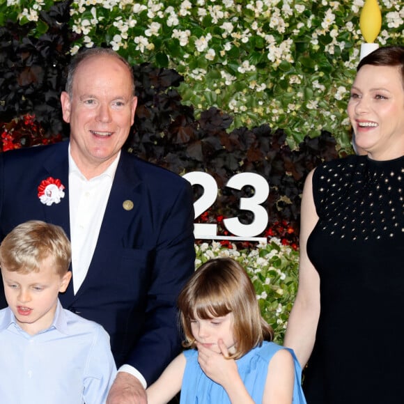 La princesse Stéphanie de Monaco, Le prince Albert II de Monaco, la princesse Charlene, Le prince Jacques de Monaco, marquis des Baux, La princesse Gabriella de Monaco, comtesse de Carladès - "Le rocher en fête" la principauté de Monaco fête le centenaire du prince Rainier III à Monaco, le 31 mai 2023. © Claudia Albuquerque / Bestimage