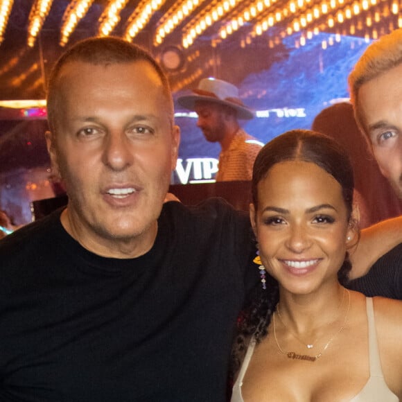 Jean-Roch, M. Pokora (Matt Pokora), sa femme Christina Milian - People dînent au restaurant "Gioia" avant de faire la fête au VIP Room à Saint-Tropez le 28 juillet 2022. © Hippolyte Hamonet/Bestimage