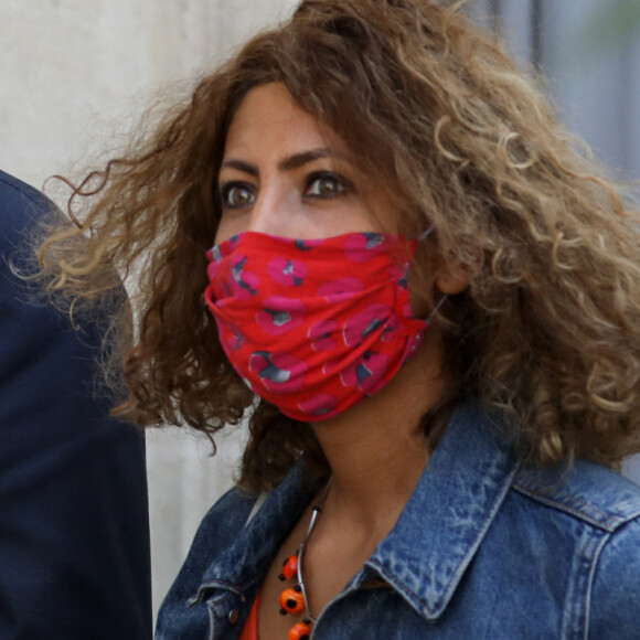 Le premier ministre Jean Castex accompagné de Mayada Boulos à la sortie du conseil des ministres, le 8 septembre 2021, au palais de l'Elysée, à Paris. © Stéphane Lemouton / Bestimage