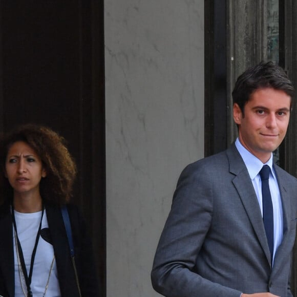 Boulos Mayada et Gabriel Attal, porte-parole du gouvernement - Sorties du Conseil des ministres du mercredi 15 juillet au palais de l'Elysée à Paris © Lionel Urman / Panoramic / Bestimage