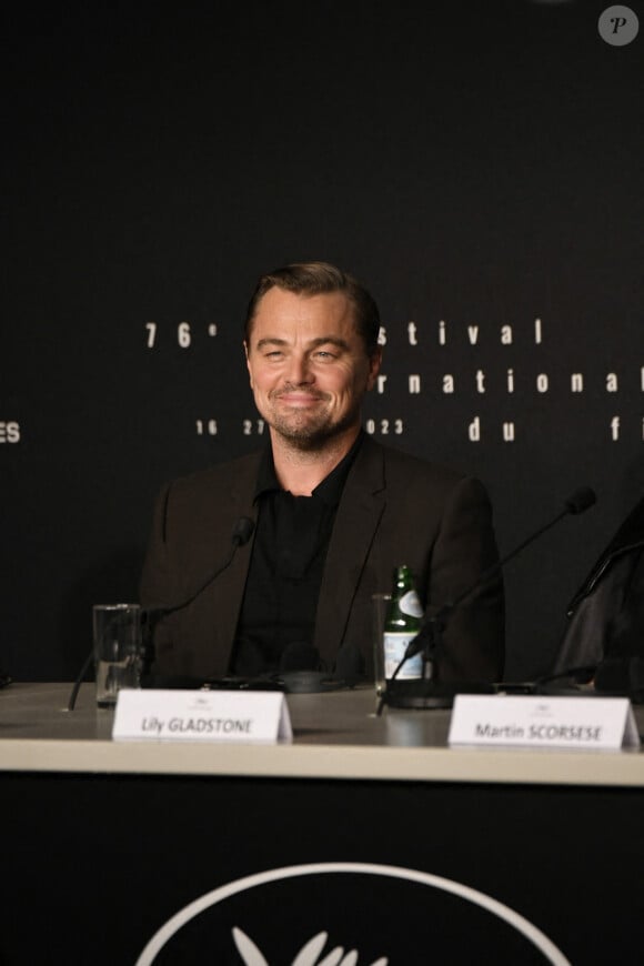 Leonardo Dicaprio à la conférence de presse du film Killers Of The Flower Moon" lors du 76ème Festival International du Film de Cannes le 21 mai 2023. © Pool / Bestimage 