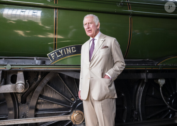 Le roi Charles III d'Angleterre est arrivé par le train de la compagnie Flying Scotsman à Pickering dans le Yorkshire. Le 12 juin 2023 