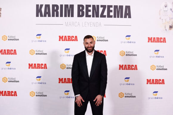 Karim Benzema reçoit le prix Marca Leyenda au Casino de Madrid, le 1er juin 2023. Le prix Marca Leyenda est un prix décerné par le journal sportif espagnol Marca aux meilleurs professionnels du sport de l'histoire. © Oscar J. Barroso/AFP7 via Zuma Press/Bestimage