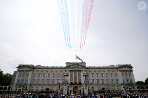Illustration - La famille royale d'Angleterre sur le balcon du palais de Buckingham lors du défilé "Trooping the Colour" à Londres. Le 17 juin 2023 