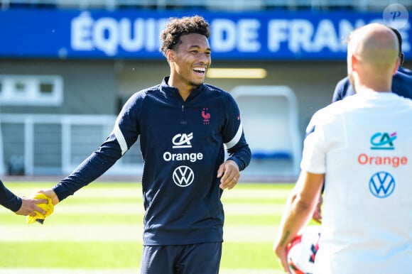 Boubacar Kamara - Entraînement de l'équipe de France au Centre National du Football à Clairefontaine-en-Yvelines le 1er juin 2022.