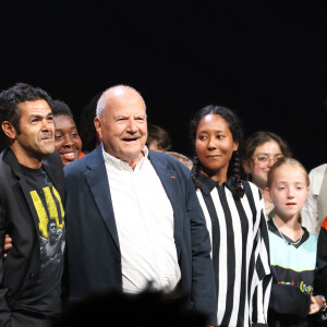 Exclusif - Jamel Debbouze (parrain du parrain du Trophée d'Impro Culture & Diversité) et Marc Ladreit de Lacharrière (fondateur de la Fondation Culture & Diversité) - Finale Nationale du Trophée d'Impro Culture et Diversité 2023 à l'Odéon Théâtre de l'Europe de Paris, France, le 20 juin 2023. © Coadic Guirec/Bestimage